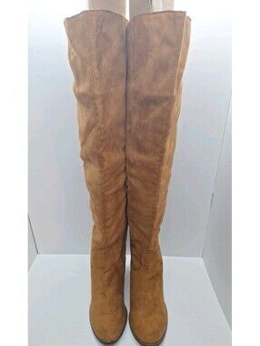 REVAMPED by SIRENS Over The Knee Faux Swade 3 Inch Heal